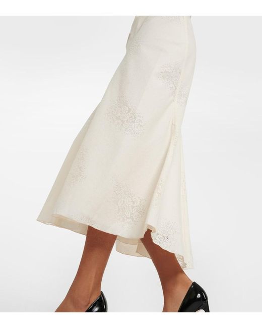 Victoria Beckham White Gathered-waist Lace-detail Dress