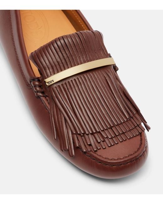 Tod's Brown Gommino Fringed Leather Driving Shoes