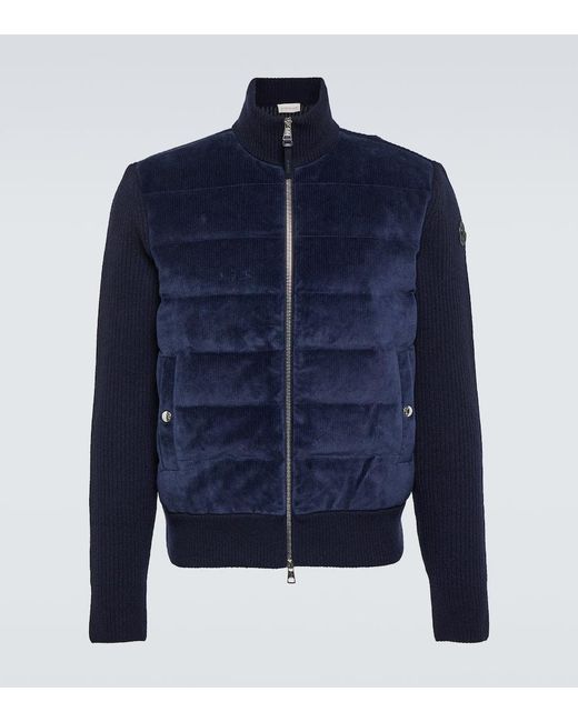 Piumino in lana e velluto a coste di Moncler in Blue da Uomo