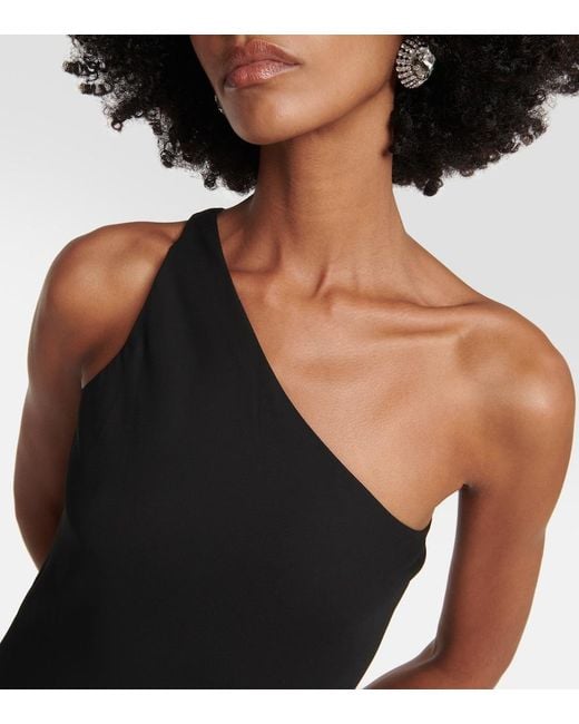 Monot Black One-Shoulder Chiffon Maxi Dress