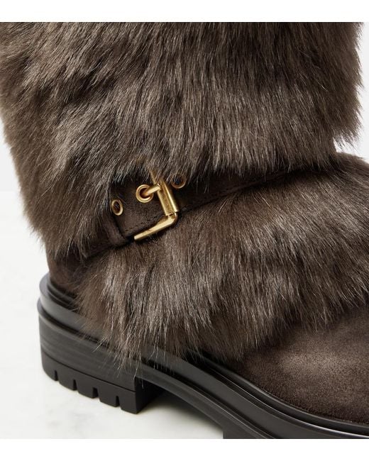 Gianvito Rossi Black Maverick Shearling And Suede Snow Boots