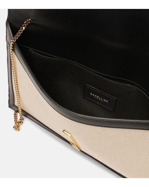 DeMellier London Natural Tokyo Leather-Trimmed Canvas Clutch