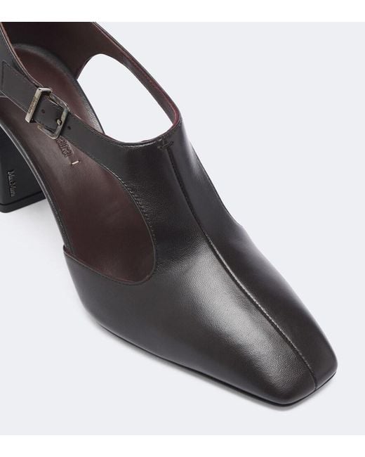 Max Mara Black Leather Mary Jane Pumps