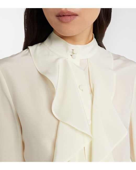 Alexander McQueen White Ruffled Silk Blouse