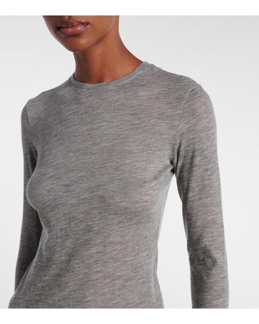 The Row Gray Iverness Knitted Cashmere Top