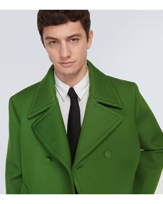 Valentino Green Double-breasted Peacoat for men