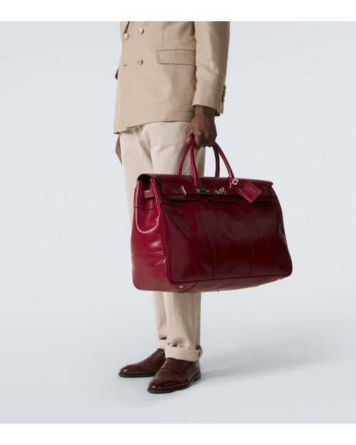 Brunello Cucinelli Red Leather Tote Bag for men