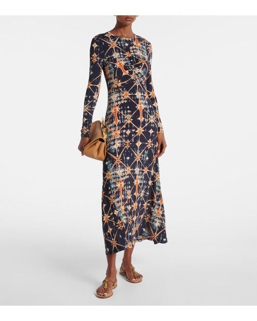Ulla Johnson Multicolor Naia Ruched Printed Jersey Midi Dress