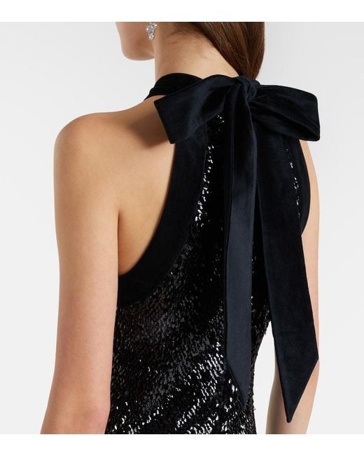Jonathan Simkhai Black Isla Sequined Halterneck Minidress