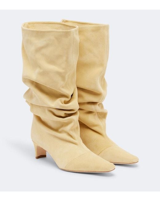 Staud Natural Wally Suede Mid-Calf Boots