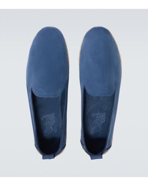 Ancient Greek Sandals Blue Nomas Leather Espadrilles for men