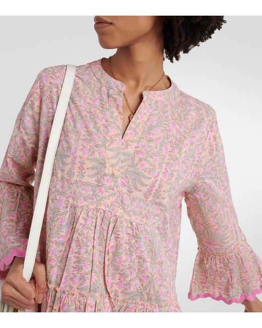 Juliet Dunn Pink Floral Cotton Minidress