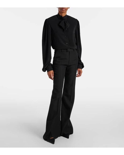 Pantalon Flare A Taille Haute En Laine Balenciaga en coloris Blue