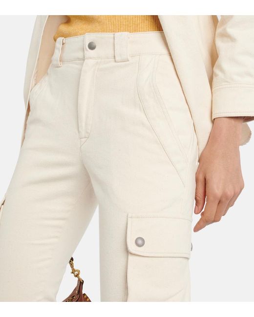 Isabel Marant Natural Evalia Tapered Cotton Cargo Pants