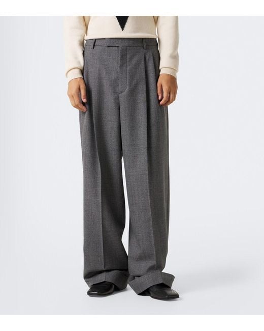 Valentino Gray Herringbone Wide-Leg Pants for men
