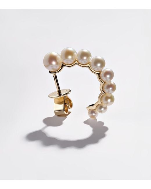 Sophie Bille Brahe White Petit Boucle De Perle 14Kt Hoop Earring With Freshwater Pearls