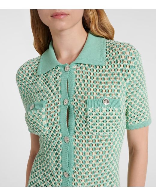 Versace Green Maxikleid Aus Haekelstrick