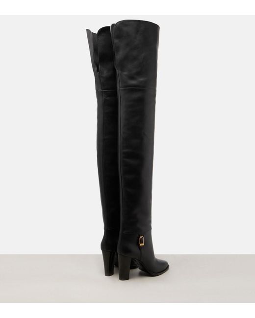 Saint Laurent Black Julia 85 Leather Over-The-Knee Boots