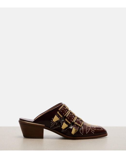 Chloé Brown Susan Studded Leather Mules