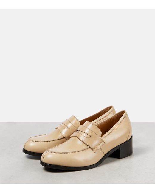 The Row Natural Vera Leather Loafer Pumps