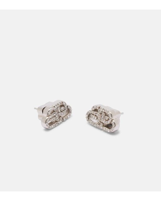 Balenciaga White Bb Embellished Earrings