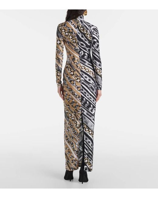 Abito Lungo Con Stampa di Area in White