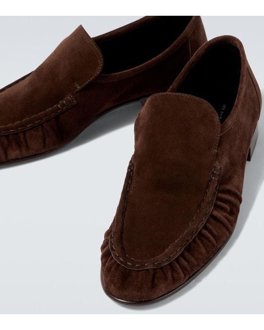 The Row Brown Soft Two Suede Loafers for men