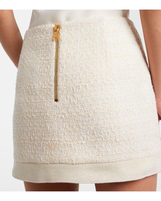 Balmain White Tweed Miniskirt