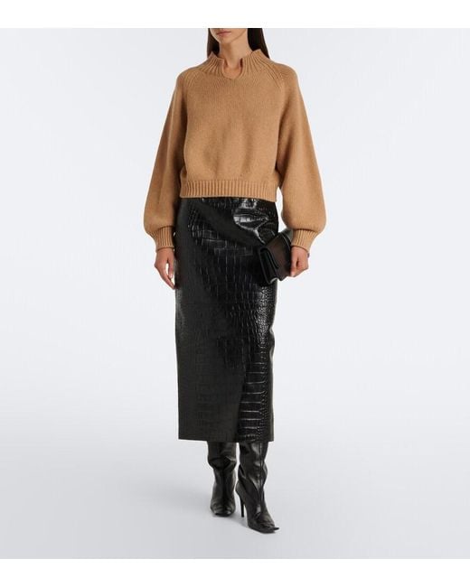 Khaite Natural Cropped Cashmere Sweater