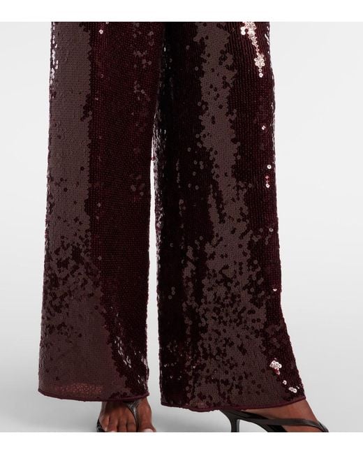 Oseree Red Marylin Sequined Wide-Leg Pants