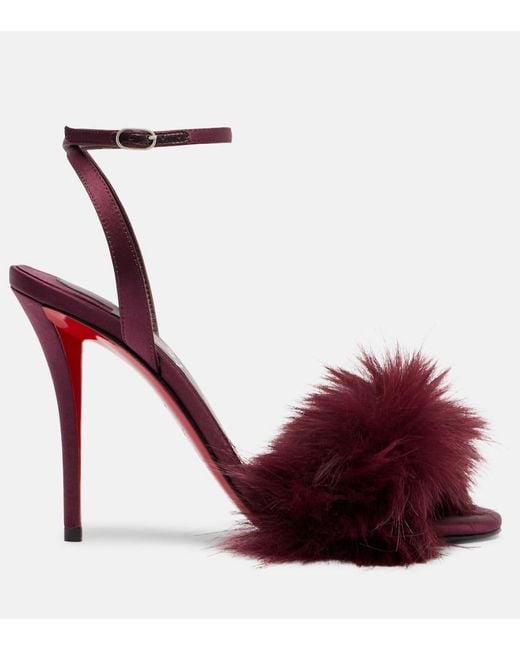 Christian Louboutin Red Patchoulina 100 Crepe Satin Sandals