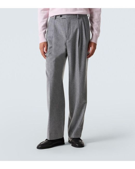 Auralee Gray Cashmere Straight Pants for men