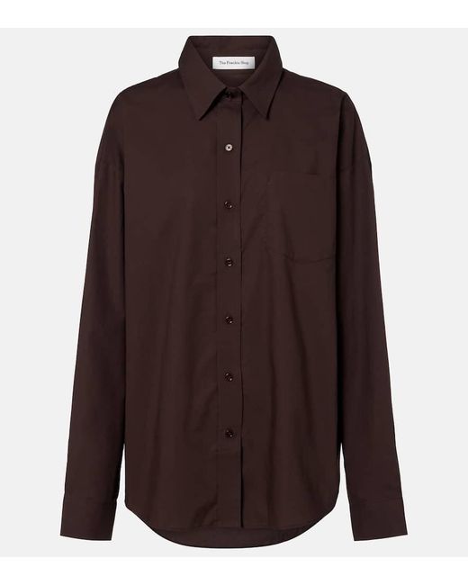 Frankie Shop Brown Ornella Oversized Cotton Shirt