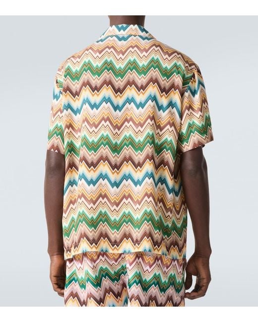 Missoni Green Zigzag Bowling Shirt for men