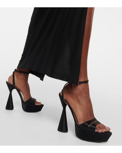D'Accori Black Skye Satin Platform Sandals