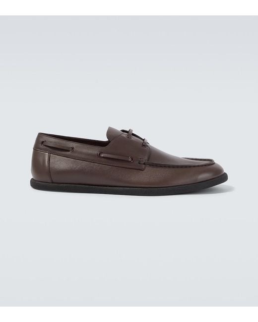 The Row Brown Novus Leather Boat Shoes for men