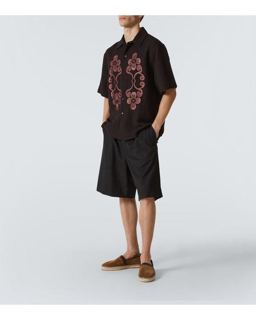 Commas Black Reflection Embroidered Shirt for men