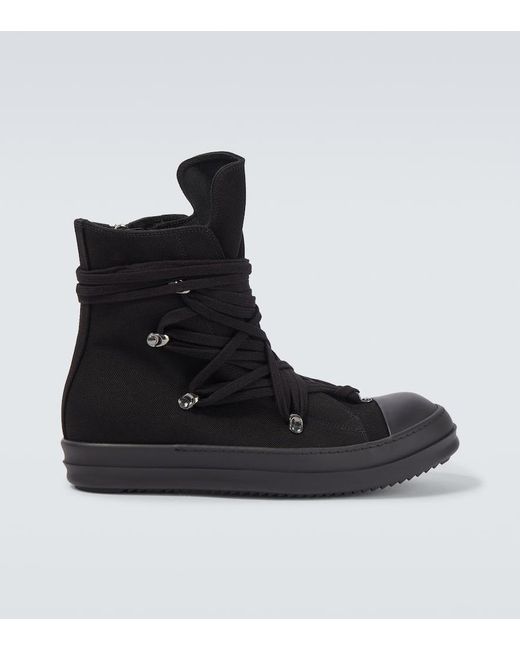 Rick Owens Black Megalace Canvas Sneakers for men