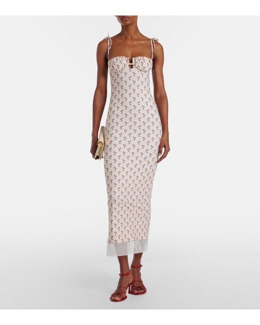 Montce White Cynthia Floral Midi Dress