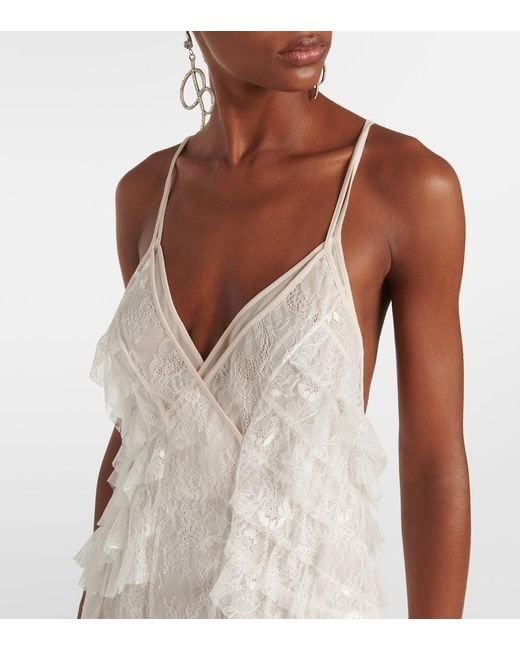 Blumarine White Lace Slip Dress