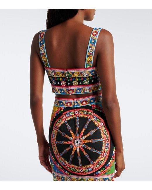 Dolce & Gabbana Multicolor Carretto Cotton Crop Top