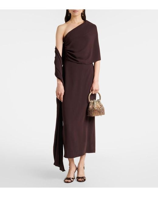Jimmy Choo Brown Bon Bon Embellished Satin Bucket Bag