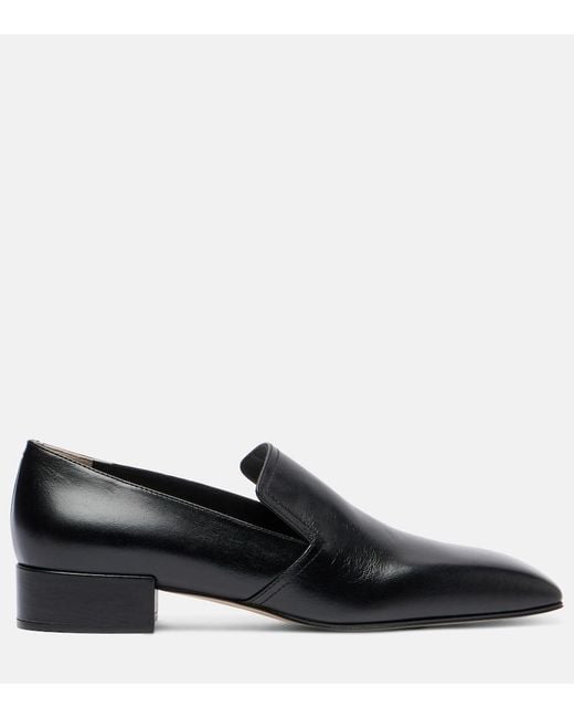Christen Black Classic Square Leather Loafers
