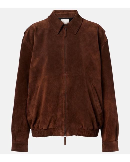 The Row Brown Roana Suede Bomber Jacket