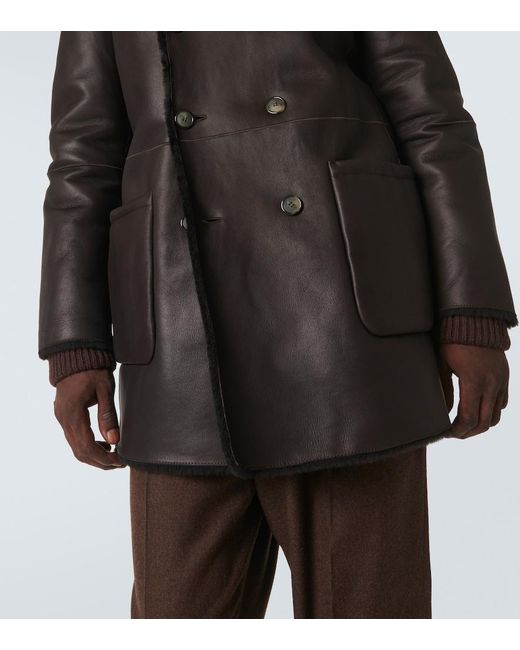 Giorgio Armani Wendbare Jacke Aus Leder Und Shearling in Black für Herren