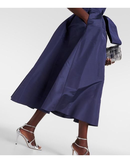 Carolina Herrera Blue Bow-Detail Silk Midi Dress