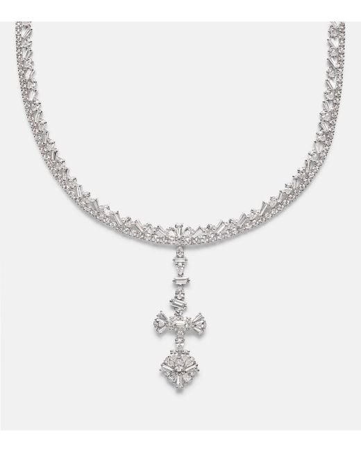 YEPREM Metallic Y-Couture 18Kt Pendant Necklace With Diamonds