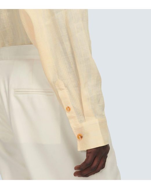 Camicia in lino e seta a righe di King & Tuckfield in Natural da Uomo
