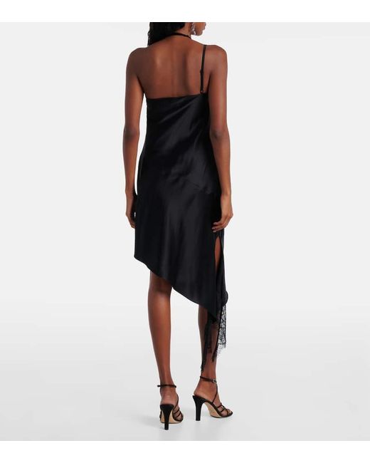 Courreges Black Minikleid Undressed Aus Satin Mit Spitze