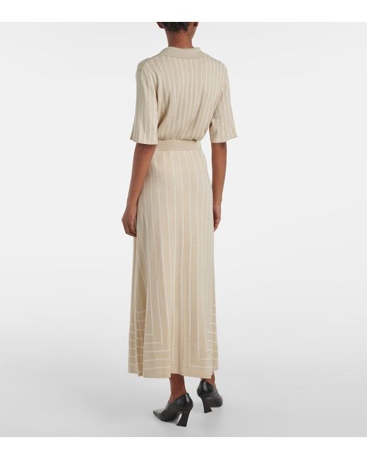 Joseph Natural Striped Cotton And Silk Maxi Skirt